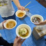 手作り流し台で流しそうめん！
